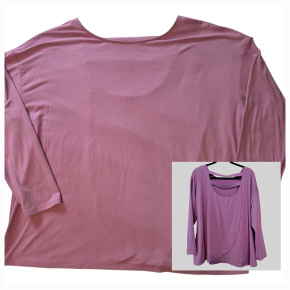 J. Jill Fit Crossover Back Tee, Mauve with three-quarter sleeves, size XL - Picture 1 of 8